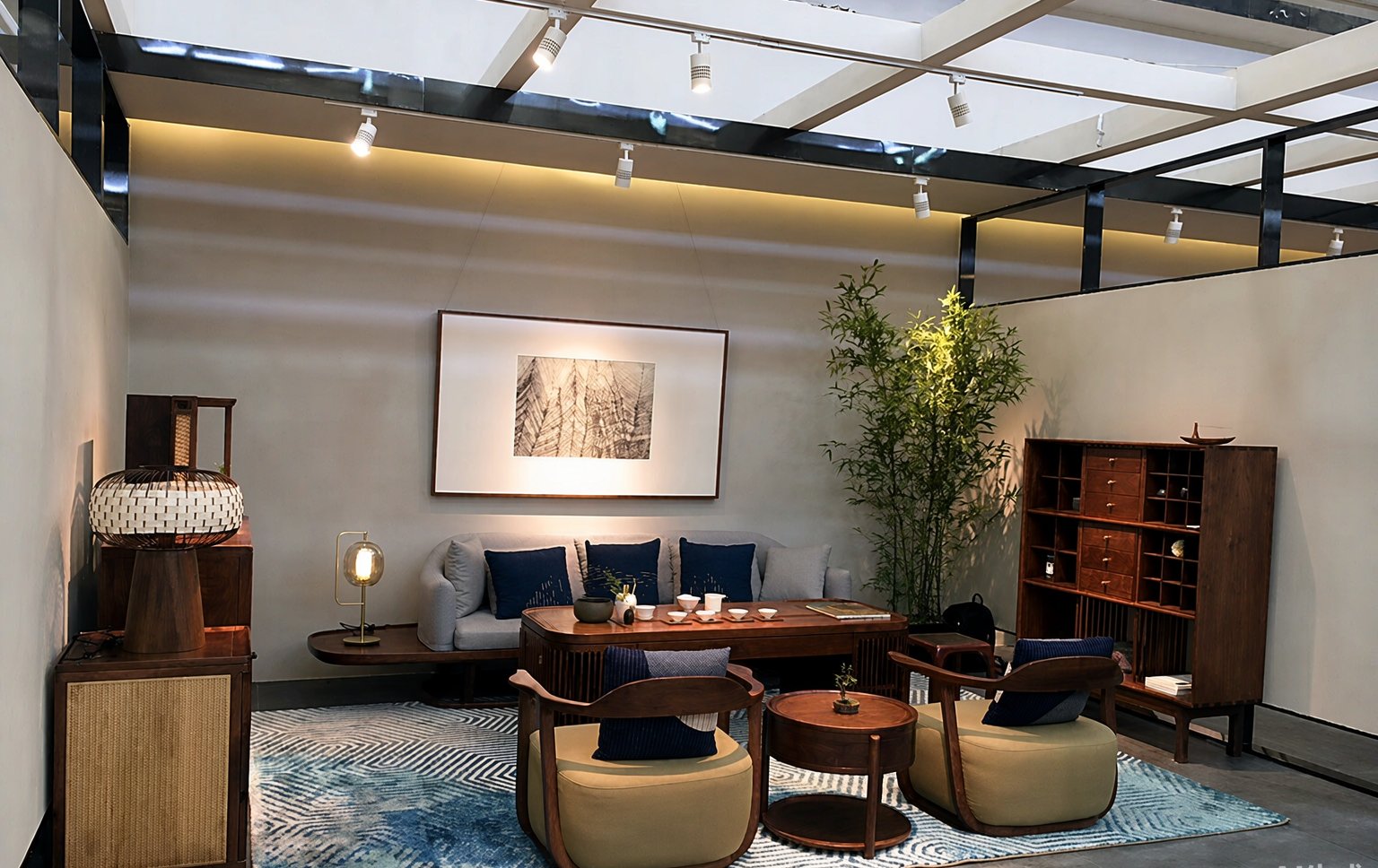 Furniture lighting — high-CRI spots on wood finishes