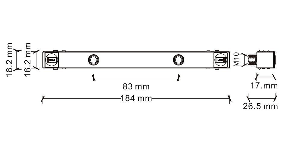 Long Straight Connector — 48V Magnetic track lighting component LX-48V20-SL